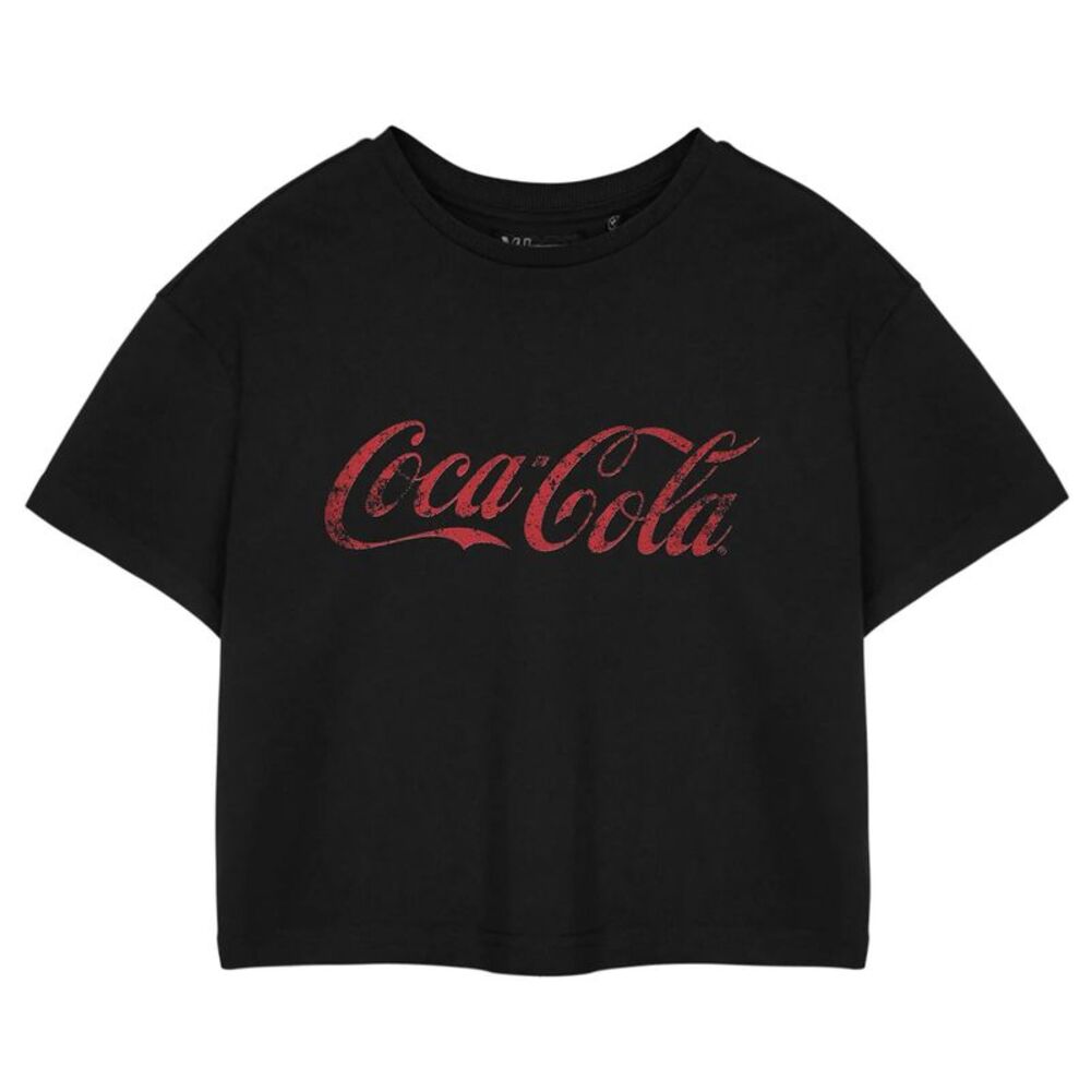 Coca-Cola Womens/Ladies Short-Sleeved Crop T-Shirt / Black